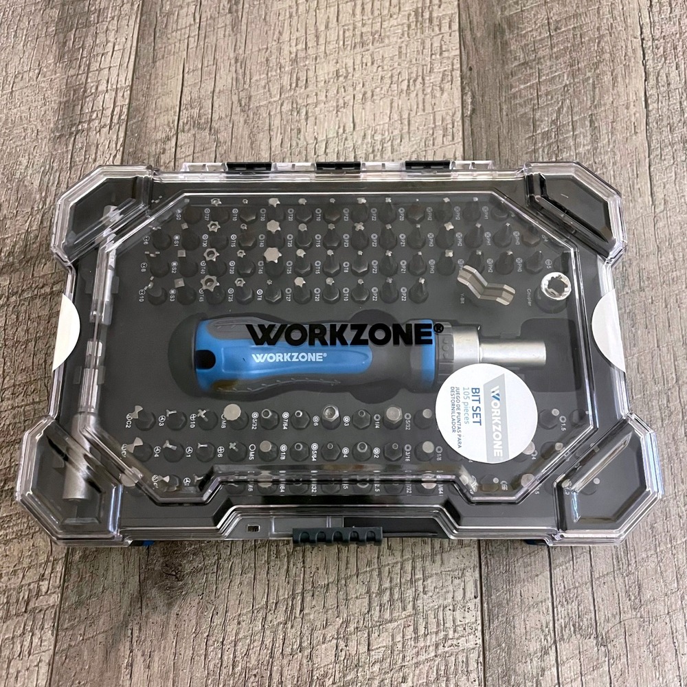Workzone 105 Piece Bit Set Ratcheting Screwdriver Specialty Security Bits Blue